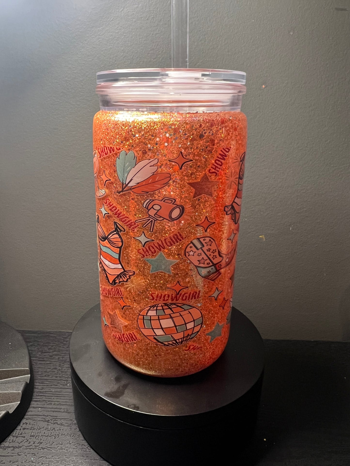 16 oz TS glitter snowglobe tumbler