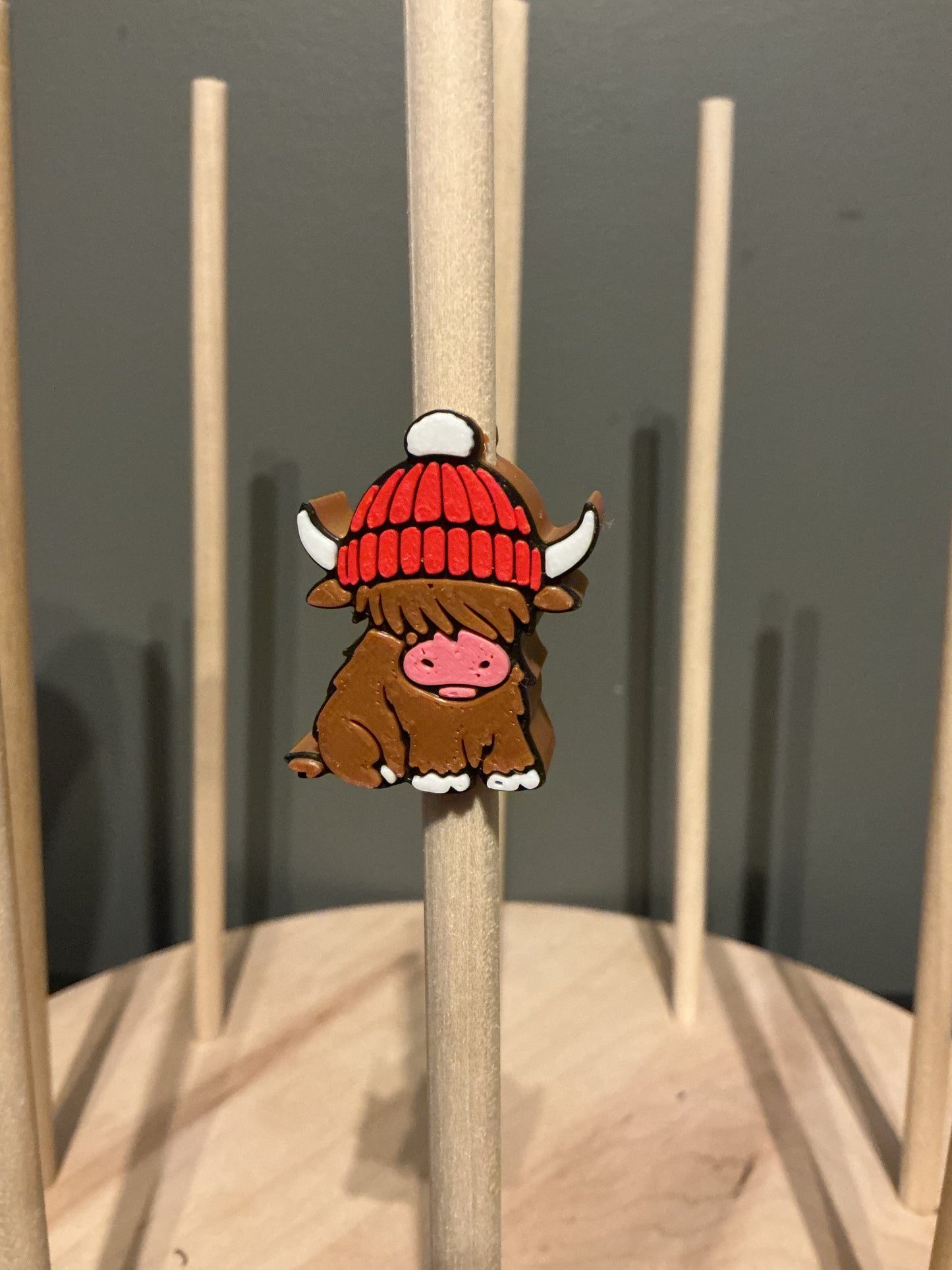 Highland cow 3d straw topper