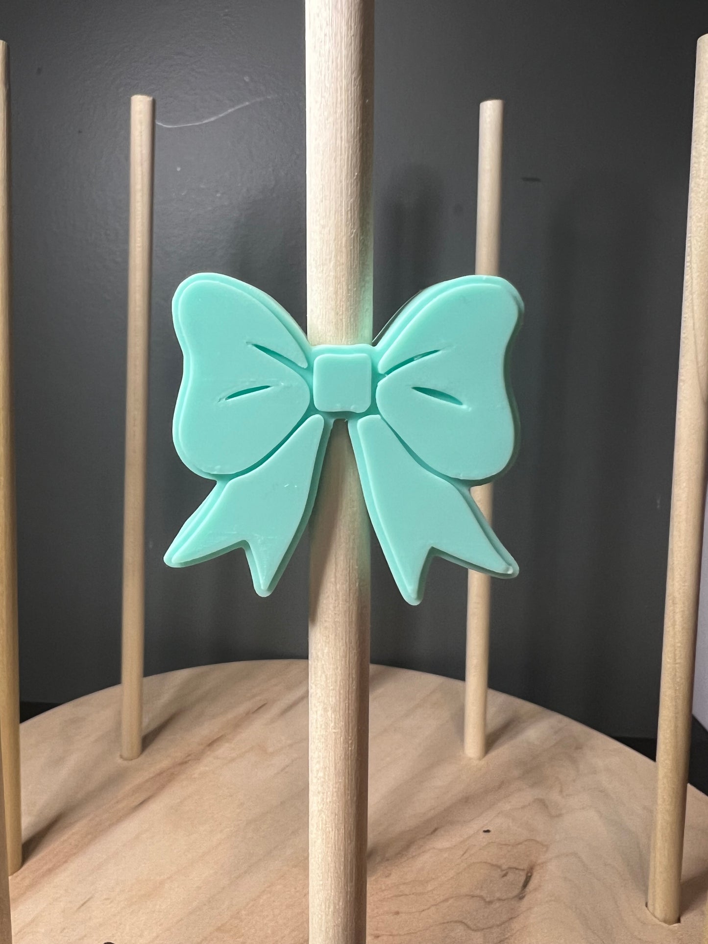 Blue bow 3d straw toppers