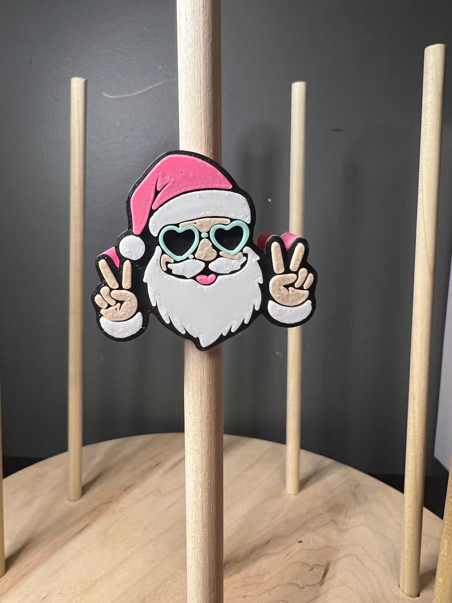 Peace Santa 3d straw toppers