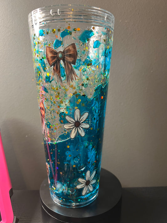 24 oz lava with brown bows and flowers