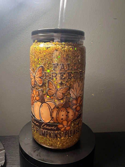 16 oz fall breeze glitter snowglobe