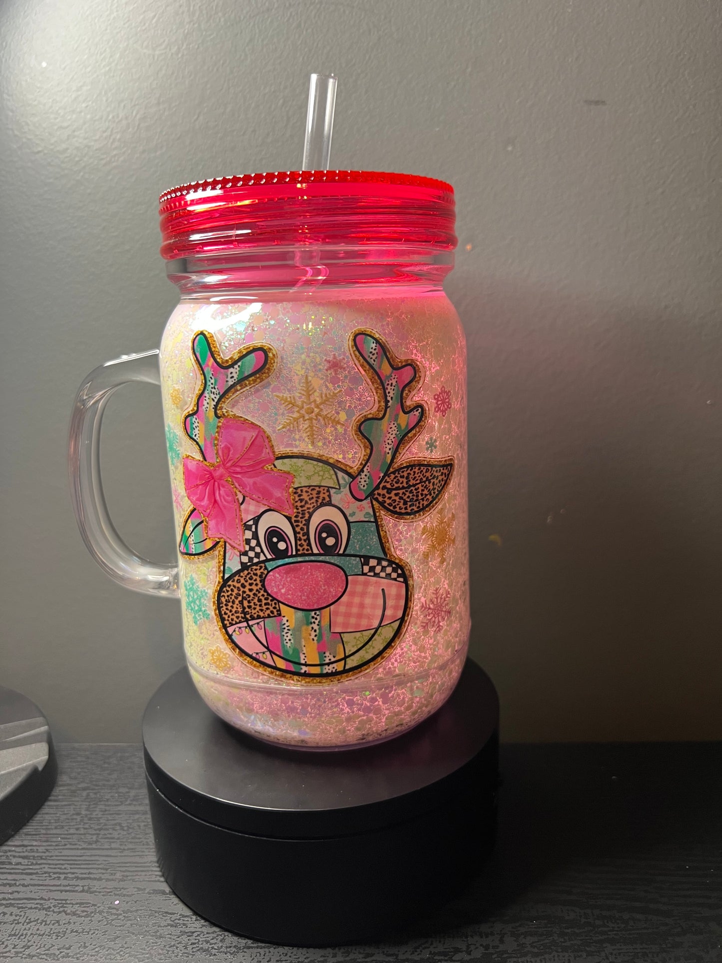 Reindeer glitter mug