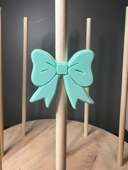 Blue bow 3d straw toppers
