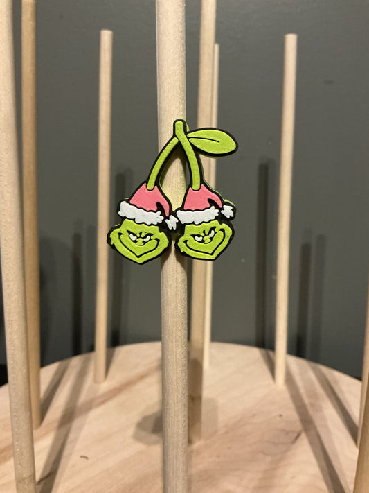 Grinch cherry 3d straw topper