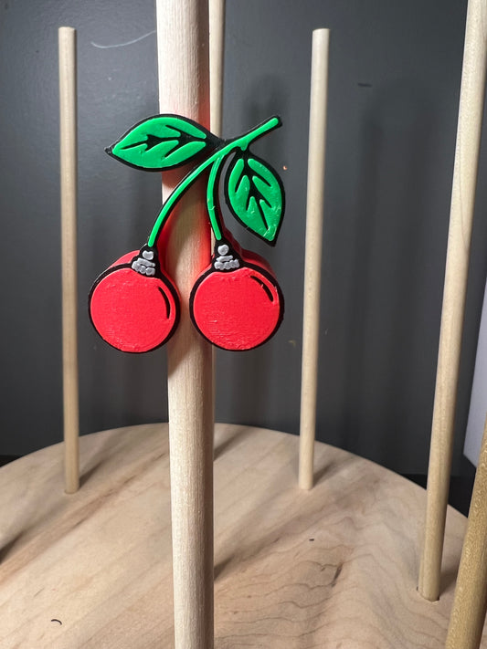Ornament cherry 3d straw topper