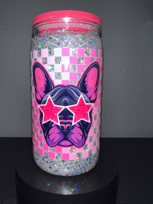 French bulldog snow globe tumbler