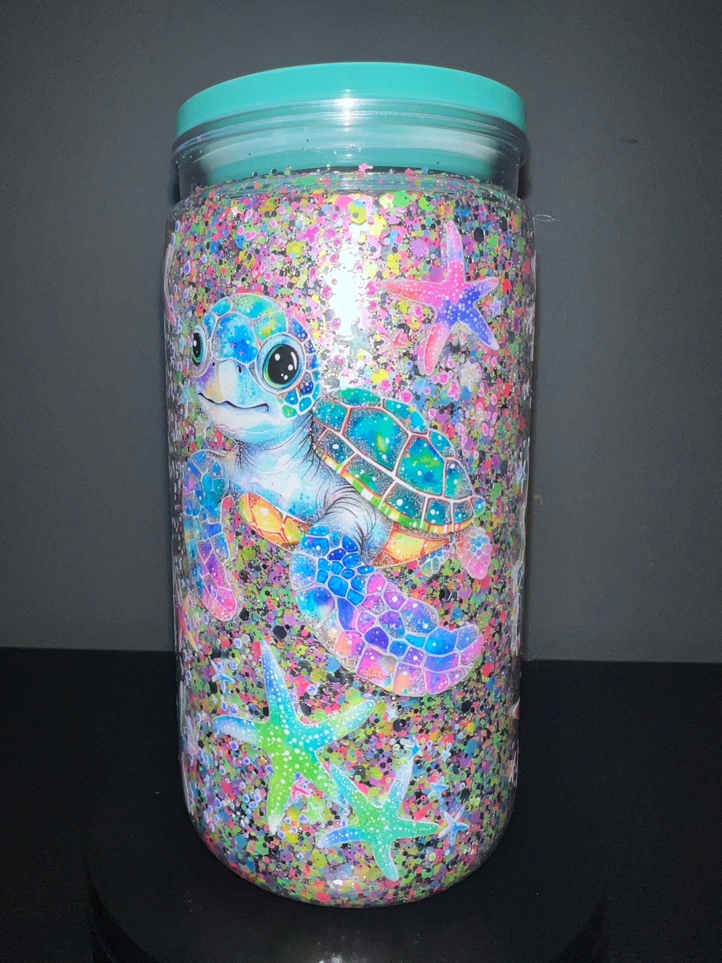 Turtle glitter tumbler