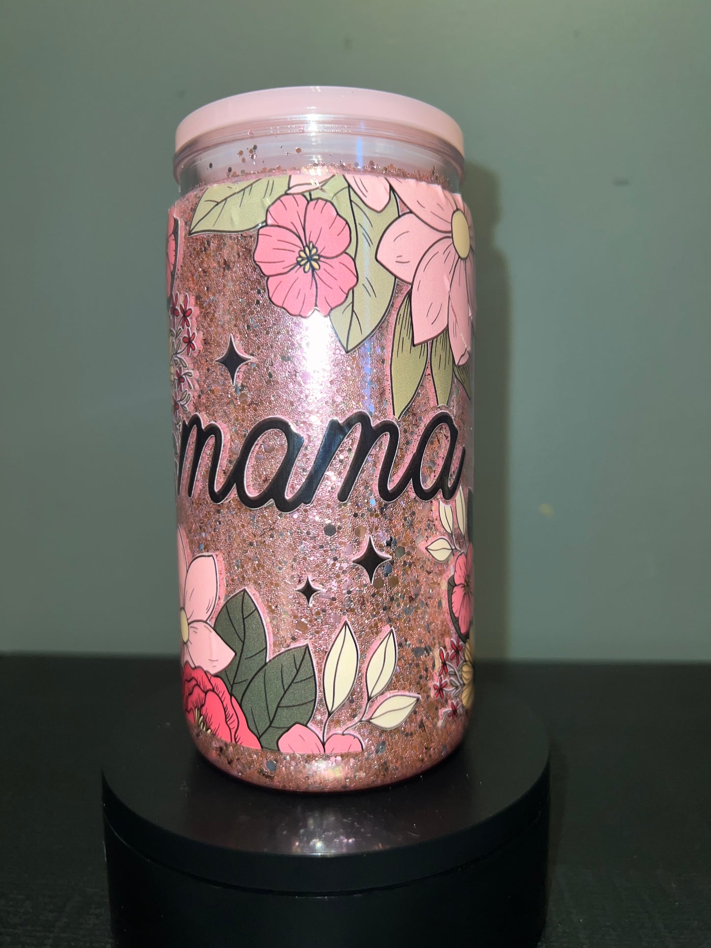 Mama flower glitter
