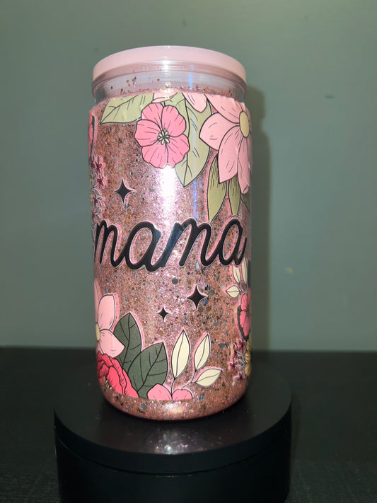 Mama flower glitter