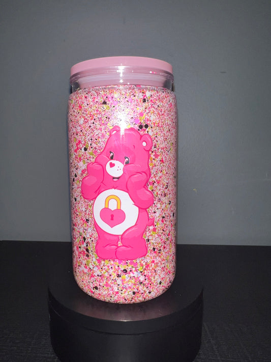 Care bear glitter tumbler