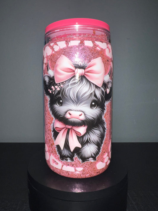 Cow glitter tumbler