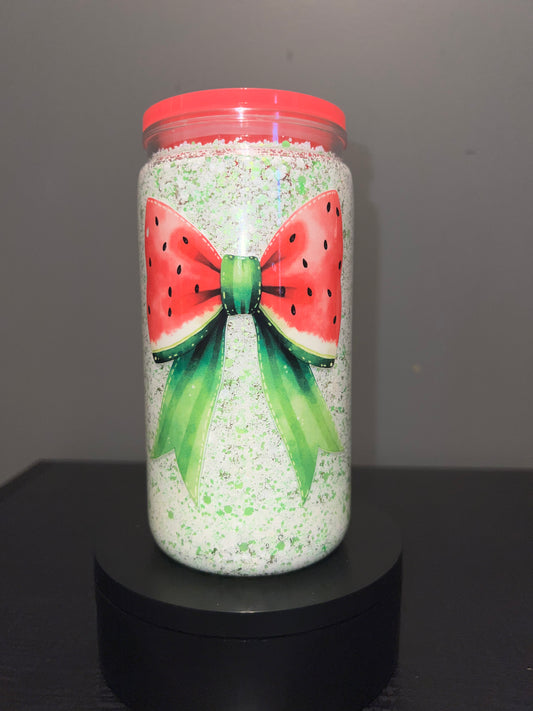 Watermelon glitter tumbler