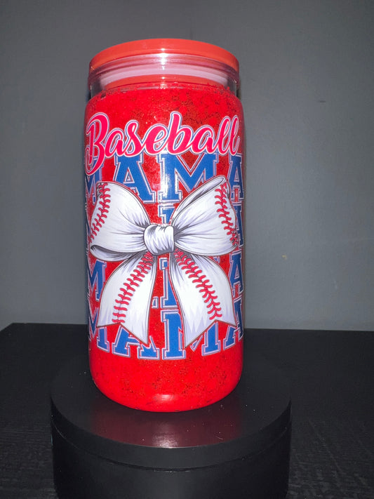 Baseball mama glitter tumbler