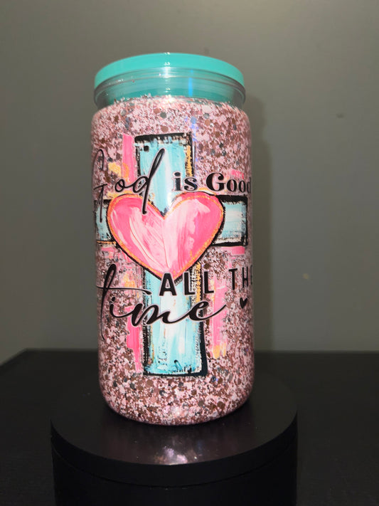 God is good glitter tumbler