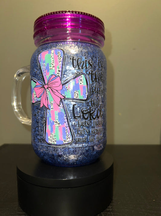 Cross saying glitter tumbler