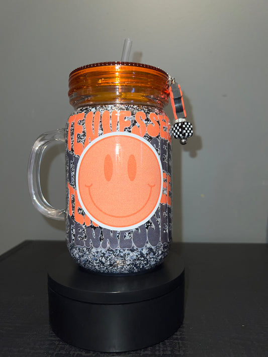 Tennessee glitter tumbler with straw charm