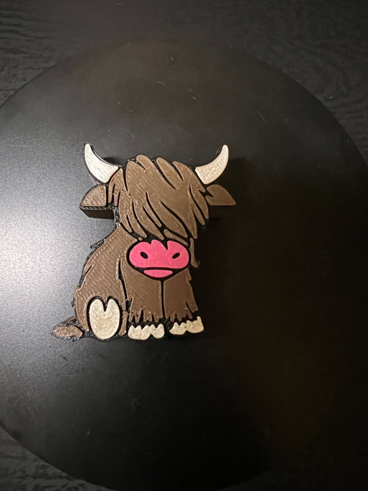 Highland cow 3d straw toppers