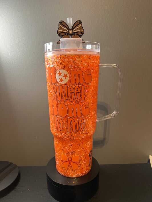 40oz Tennessee snowglobe with 3d football bow topper
