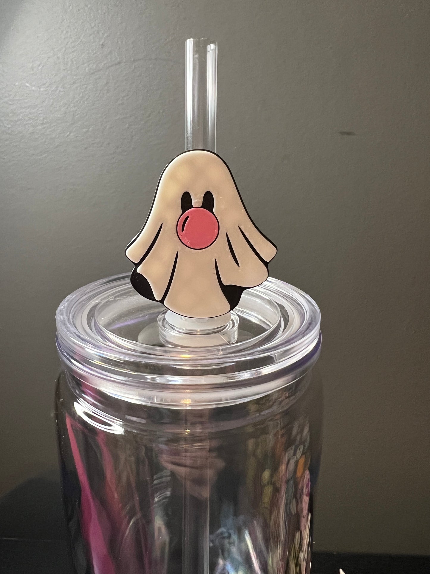 Bubblegum ghost 3d straw topper