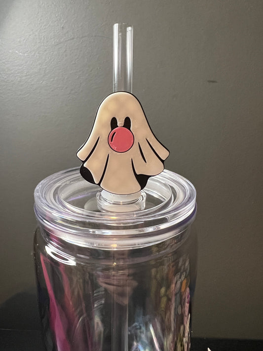 Bubblegum ghost 3d straw topper