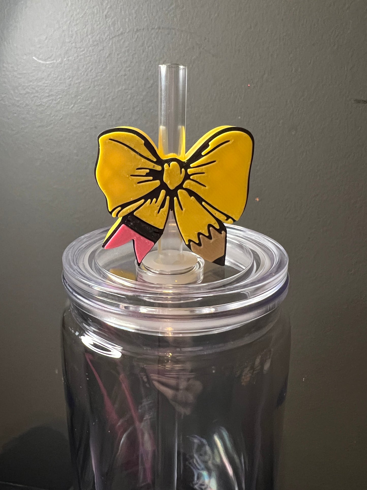 Pencil bow 3d straw topper