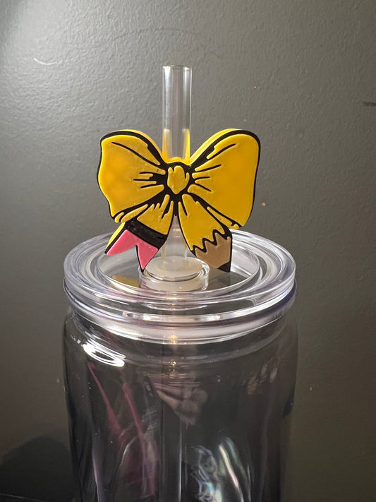 Pencil bow 3d straw topper