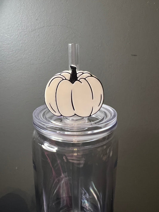 White pumpkin 3d straw topper