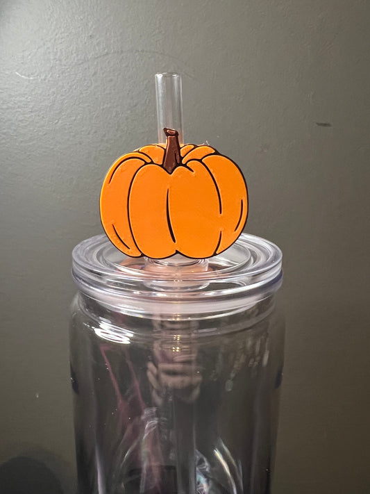 Orange pumpkin 3d straw topper