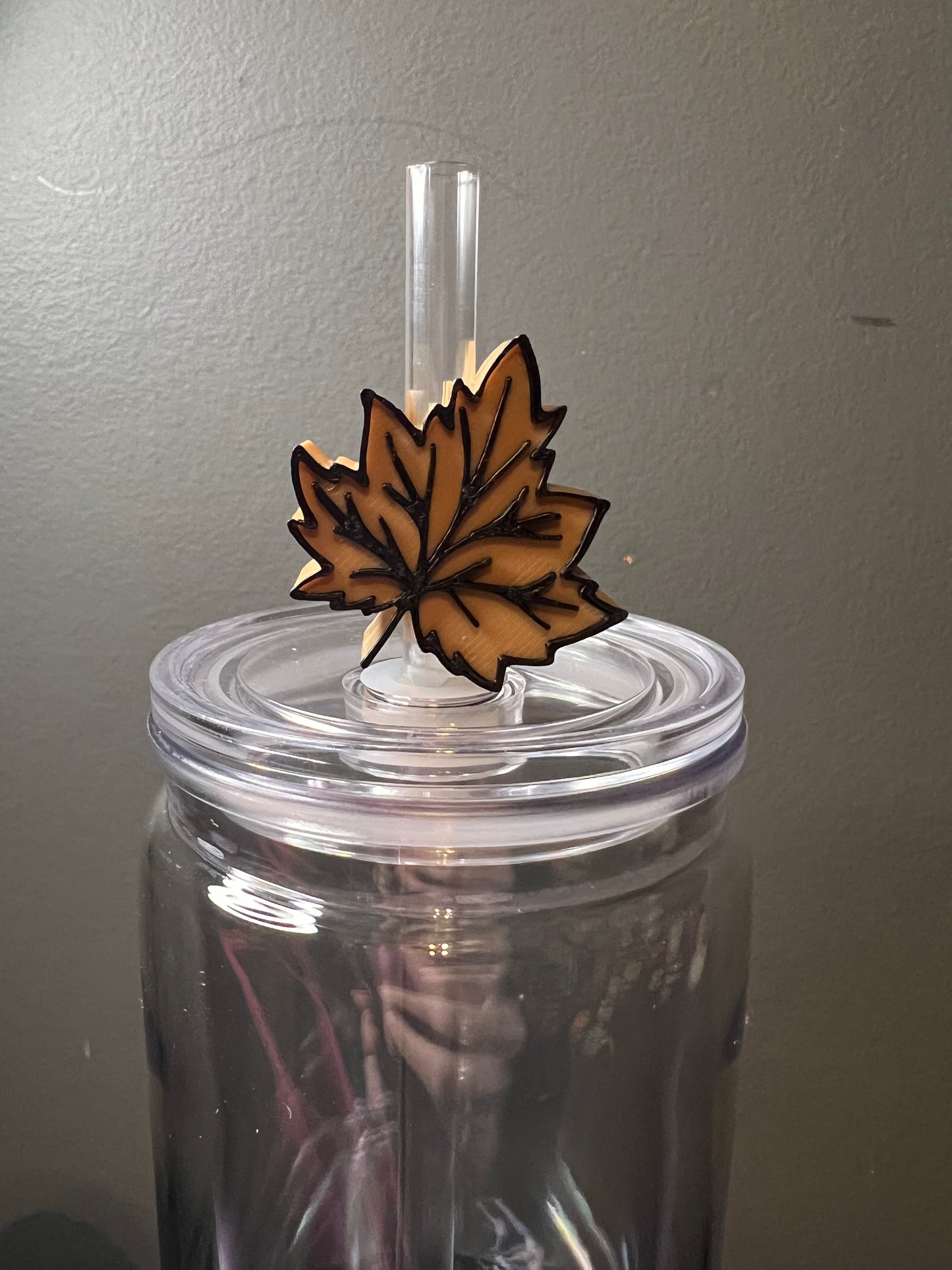 Fall leaf 3d straw topper