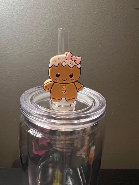 Gingerbread girl 3d straw topper