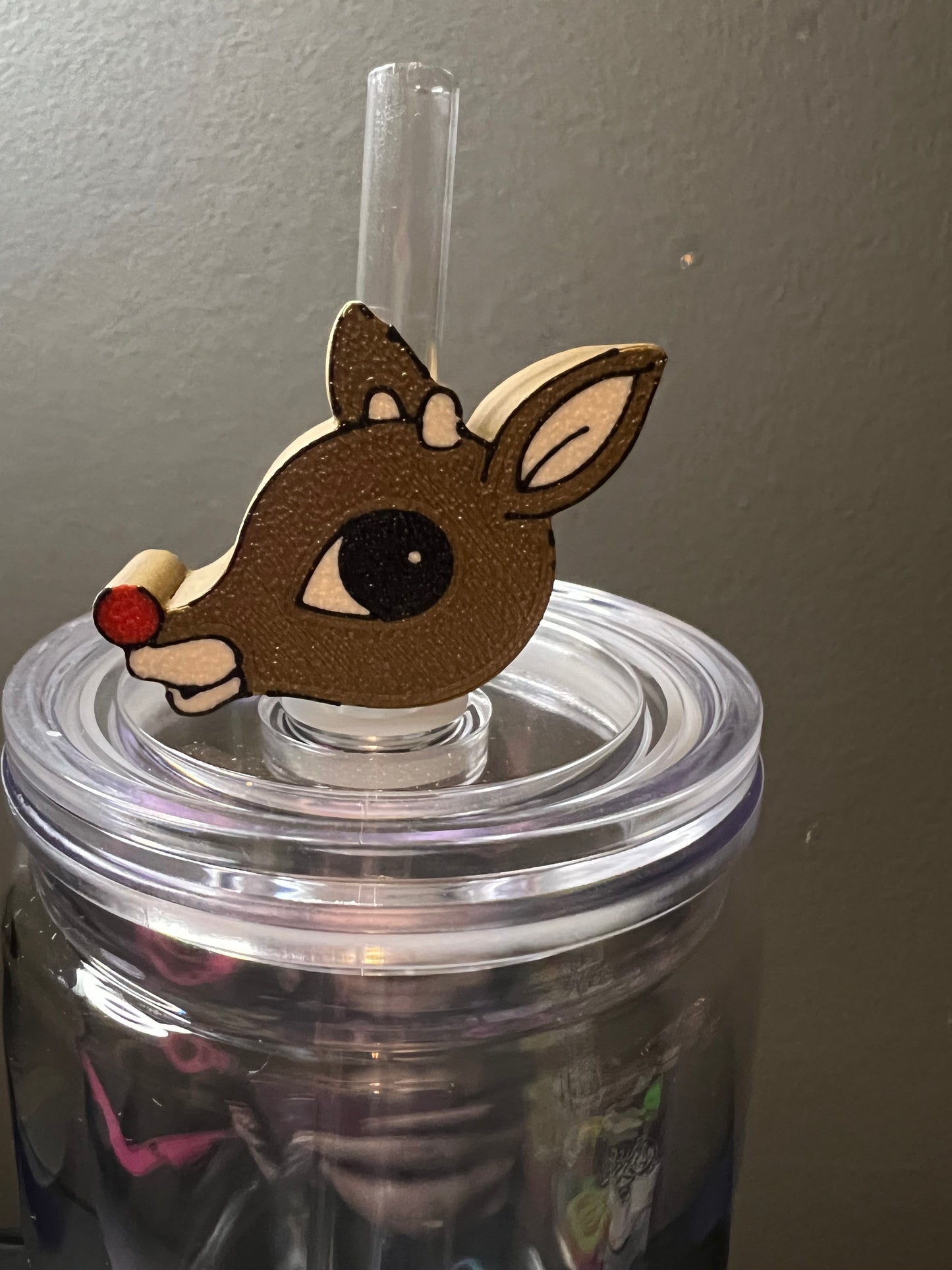 Rudolph 3d straw topper