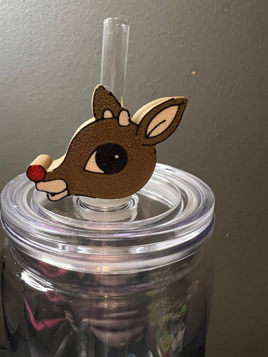 Rudolph 3d straw topper