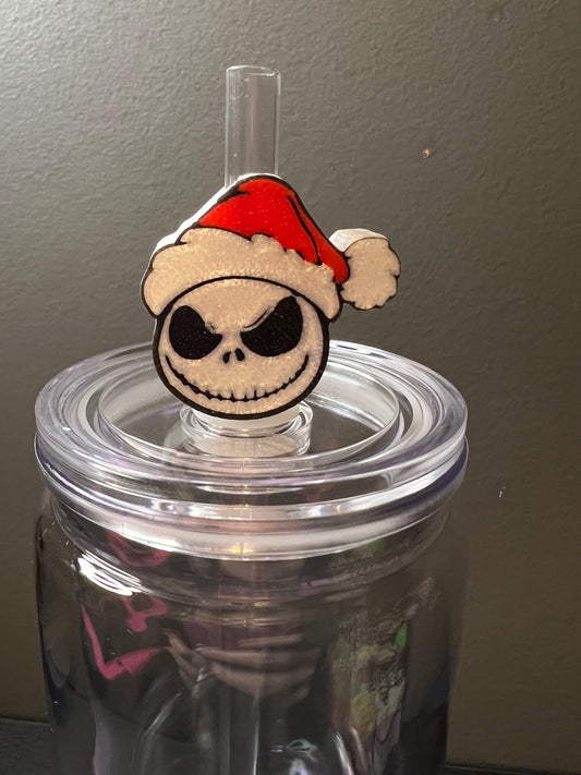 Jack with Santa hat 3d straw topper