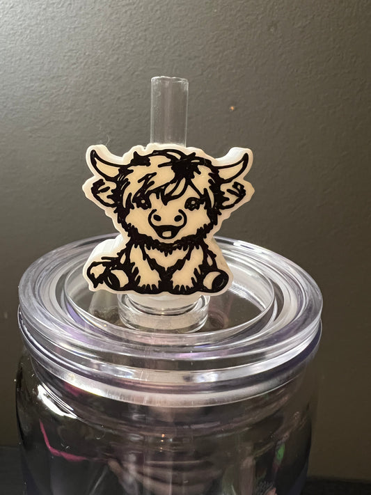 Cow 3d straw topper