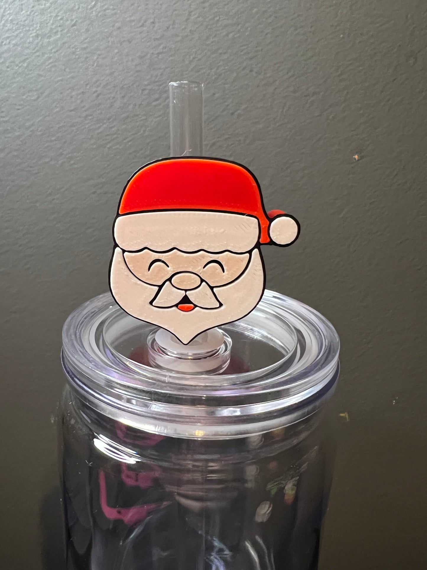 Santa 3d straw topper