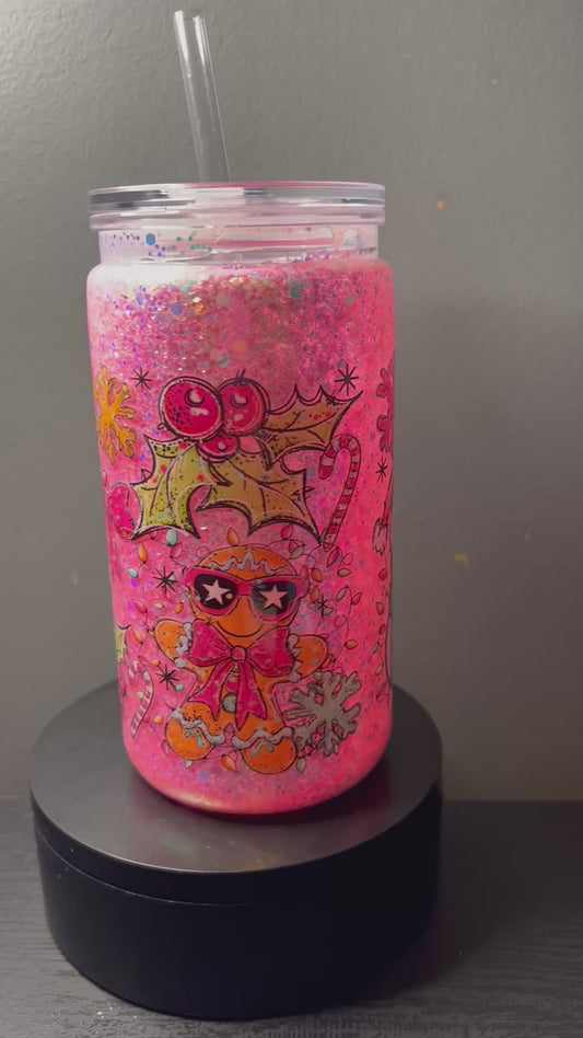 16 oz Mrs Clause glitter snowglobe