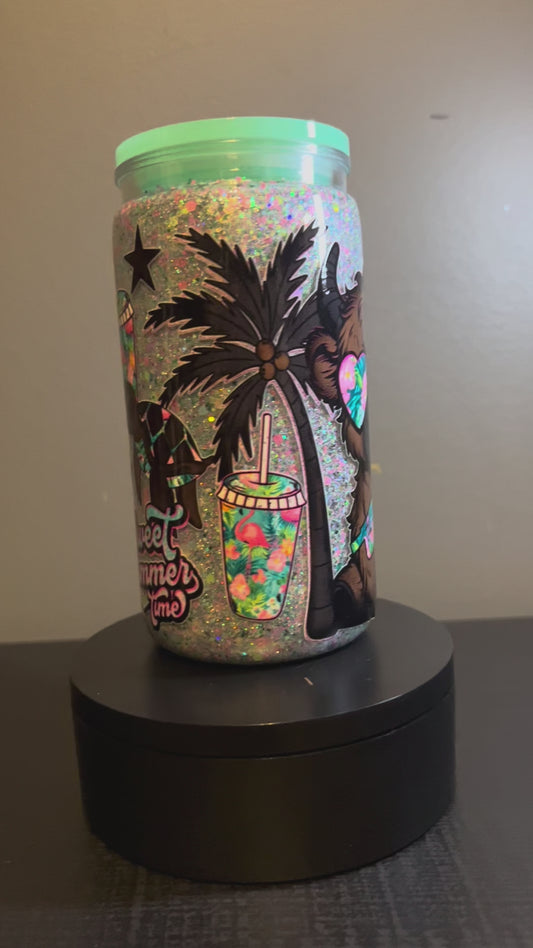 Sweet summer time heifer dry glitter snow globe