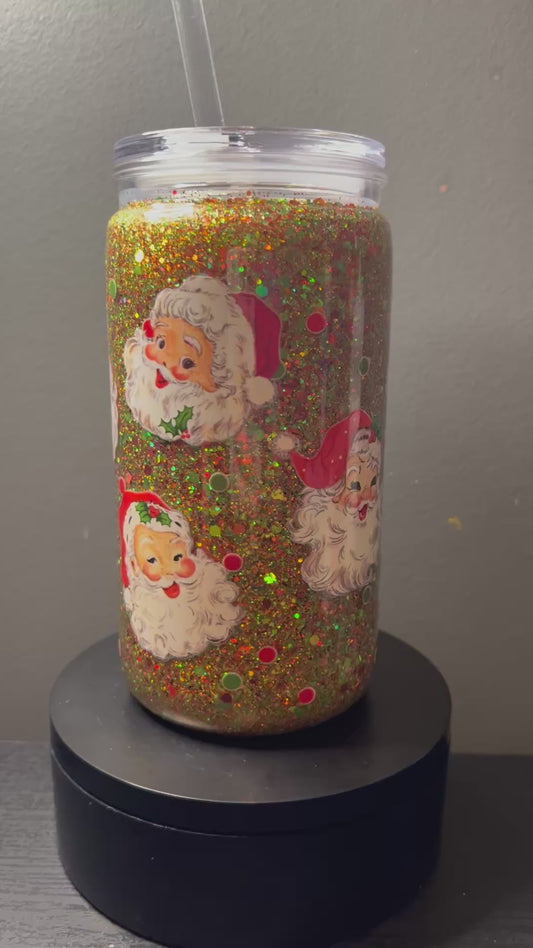 16 oz vintage Santa glitter snowglobe