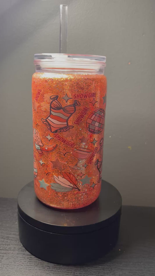 16 oz TS glitter snowglobe tumbler