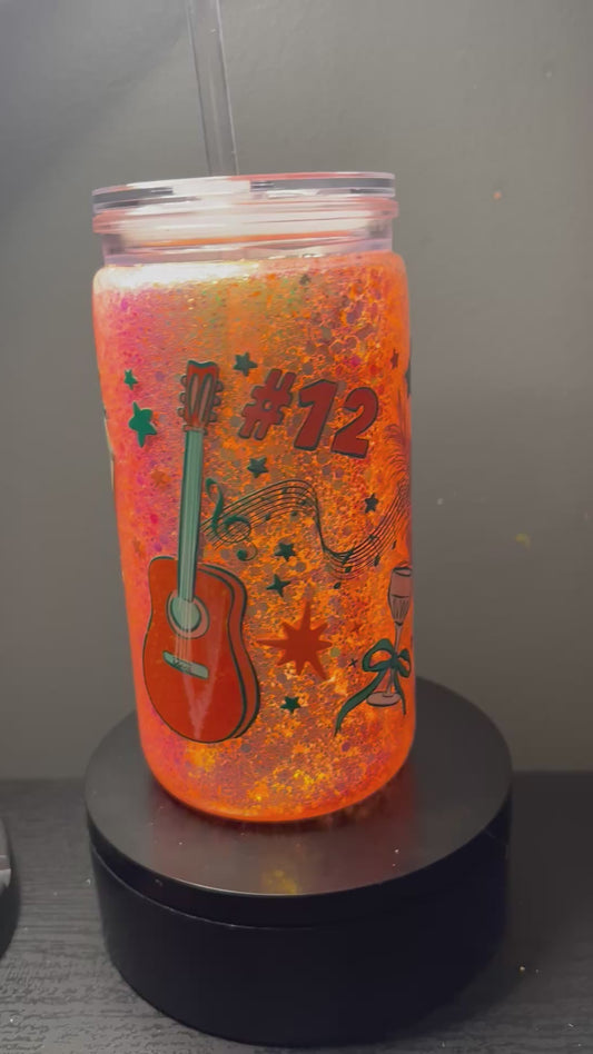 16 oz TS Showgirl glitter snowglobe tumbler