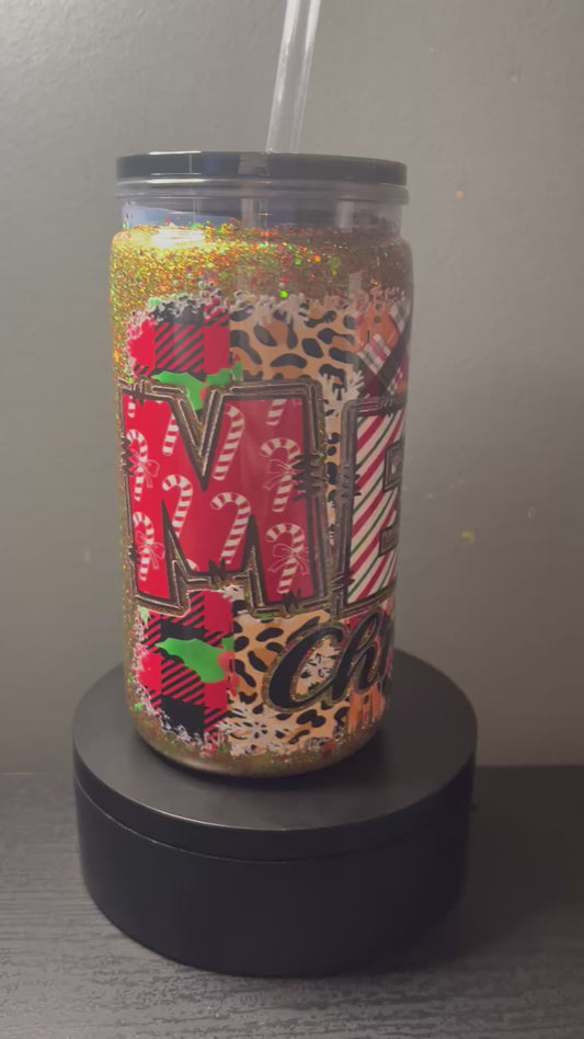 16 oz Merry Christmas glitter snowglobe