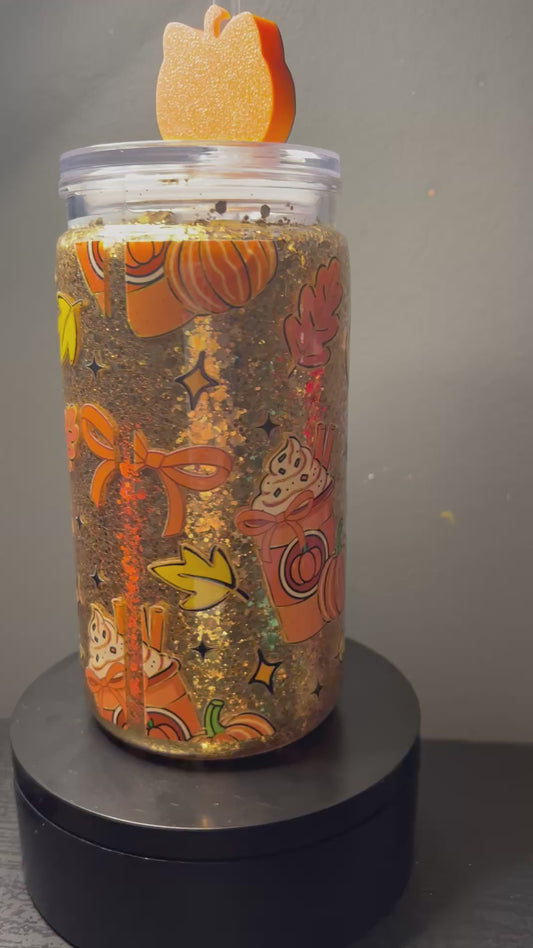 16oz pumpkin spice glitter snowglobe